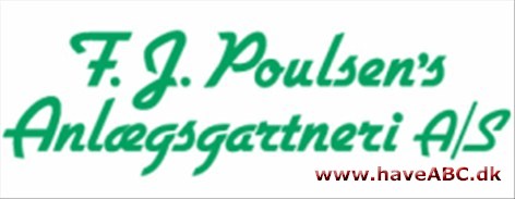 F. J. Poulsen's Anlægsgartneri A/S Vi udfører opgaver som:
Jord og terrænregulering
Belægningsarbejder
Brolægning
Kloakering (aut.)
Private haver og indkørsler
Beplantning
Vedligeholdelsesopgaver – store som små